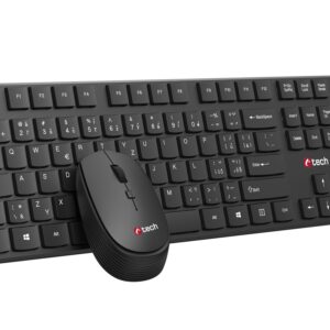 Klávesnice C-TECH WLKMC-03, bezdrátový combo set s myší, černý, USB, CZ/SK