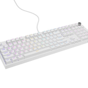 Herná mechanická klávesnica Genesis THOR 404/RGB/Gateron Yellow Pro/Drôtové USB-A/US layout/Biela