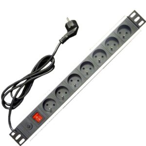 19" napájací panel 7x220V-1,8m PPO Black+prep.ochr.16A