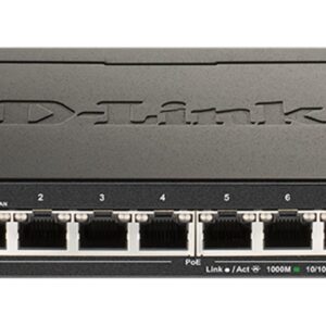 D-Link DGS-1100-08PV2 Smart Switch, 8x 1000Base-T 802.3at PoE, 64W PoE budget, Fanless