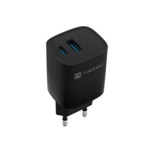 Univerzálna USB nabíjačka Natec RIBERA GaN 30 W, 1X USB-A, 1X USB-C, čierna