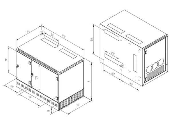 19' rozv.nást.12U/900x540mm+2U,server vpravo,čierny