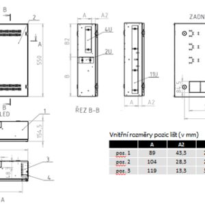 Rozvádzač SOHO nástenný LC-18 do steny s lištami 2U, 4U a 11U,550x550 biela,RAL9003 s rámčekom na zamurovanie