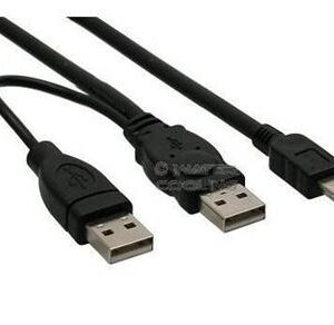 PremiumCord USB 2.0 napájací Y kábel A/M + A/M -- A/M mini 0.4m + 0.5m