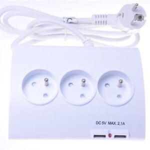 PremiumCord Predlžovací prívod 230V 1,5m 5zásuvok + vypínač + 2x USB