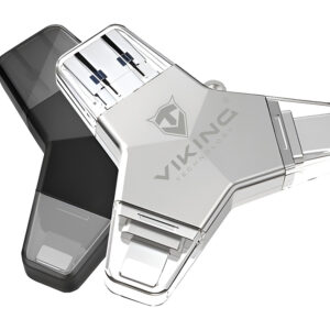 VIKING USB FLASH DISK 3.0 4v1 64GB, S KONCOVKOU APPLE LIGHTNING, USB-C, MICRO USB, USB3.0, strieborná