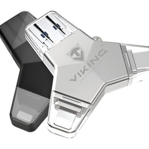 VIKING USB FLASH DISK 3.0 4v1 64GB, S KONCOVKOU APPLE LIGHTNING, USB-C, MICRO USB, USB3.0, čierna
